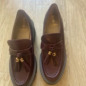 Sam Edelman Burgundy Tassel Slip-On Loafers